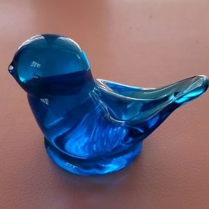 Cobalt Blue Glass Bird Paperweight by Leo Ward
